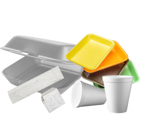 styrofoam container, trays, cups, and packaging material