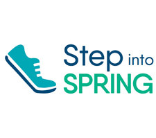 sneaker with step into spring text